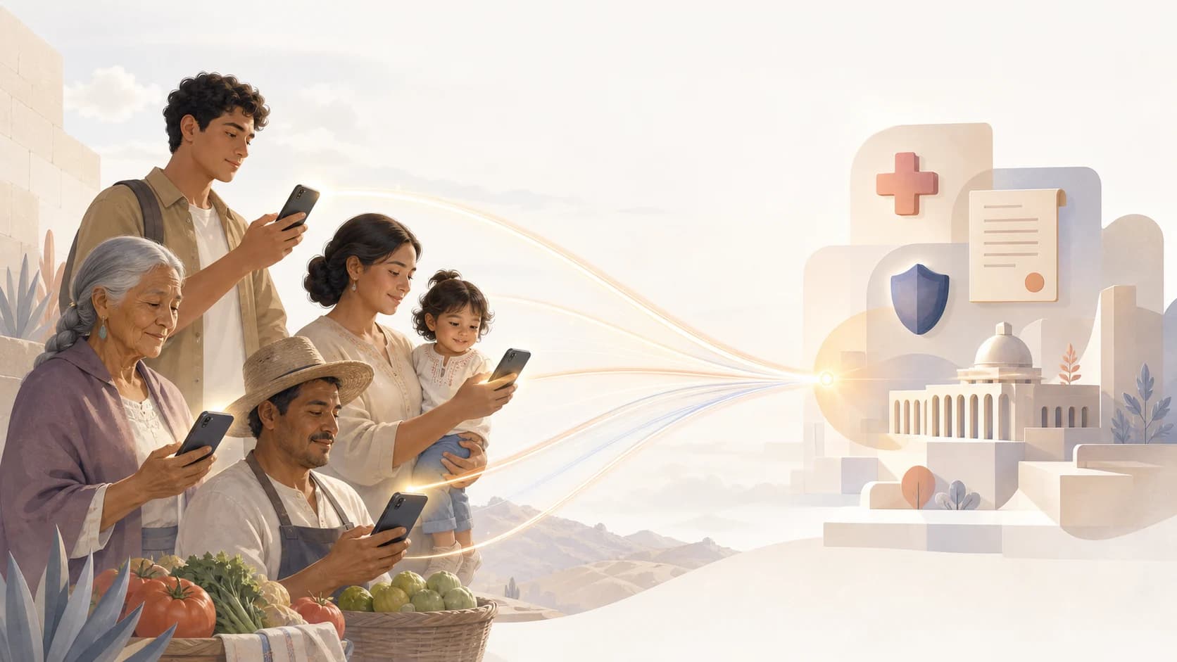 Ciudadanos mexicanos conectándose desde sus teléfonos a un solo canal de servicios públicos
